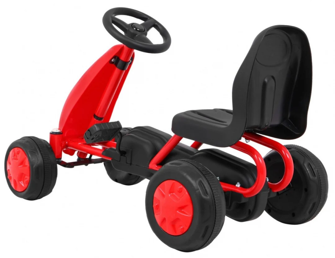 Prvi karting na pedale za najmlađe crveni + lančani pogon + gumeni kotači_4