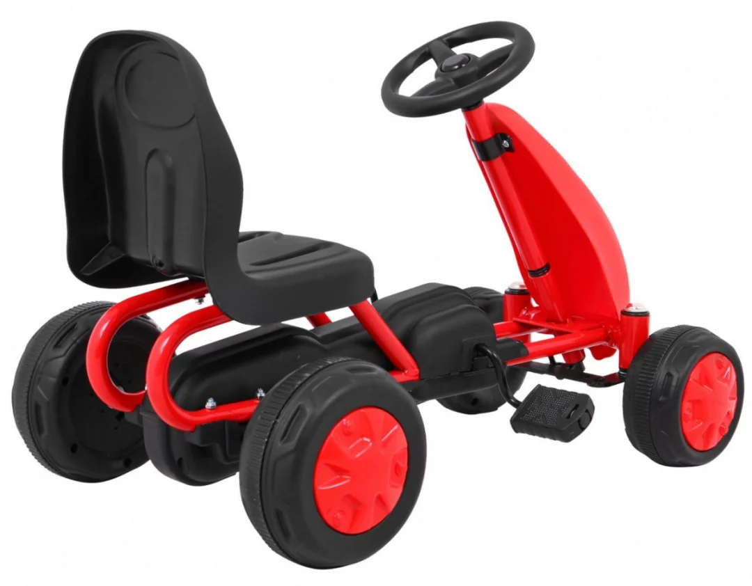 Prvi karting na pedale za najmlađe crveni + lančani pogon + gumeni kotači_6