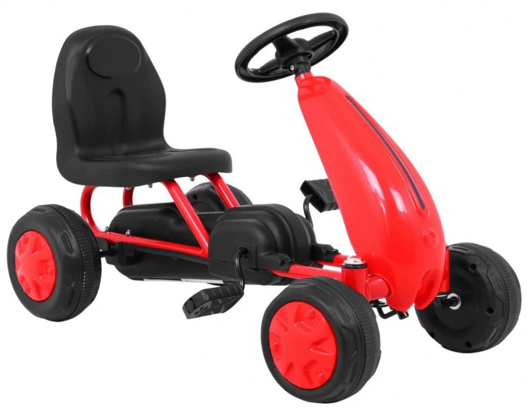Prvi karting na pedale za najmlađe crveni + lančani pogon + gumeni kotači_7
