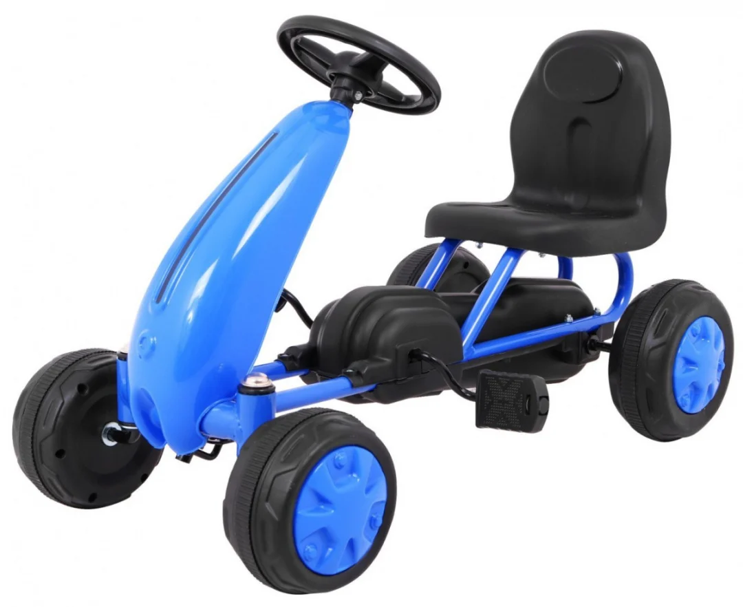 Prvi karting na pedale za najmlađe plavi + lančani pogon + gumeni kotači_1