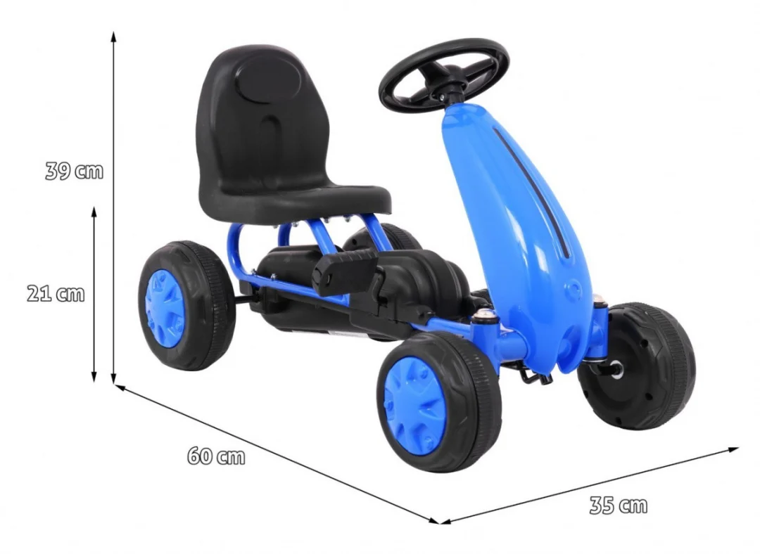 Prvi karting na pedale za najmlađe plavi + lančani pogon + gumeni kotači_2