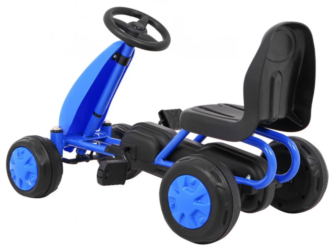 Prvi karting na pedale za najmlađe plavi + lančani pogon + gumeni kotači_4