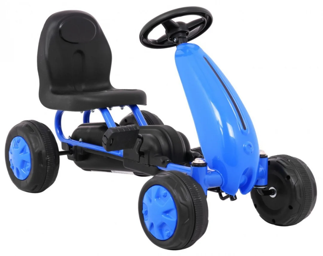 Prvi karting na pedale za najmlađe plavi + lančani pogon + gumeni kotači_7