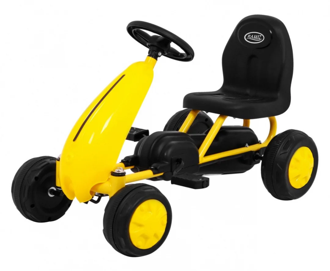 Prvi karting na pedale za najmlađe žuti + lančani pogon + gumeni kotači_1
