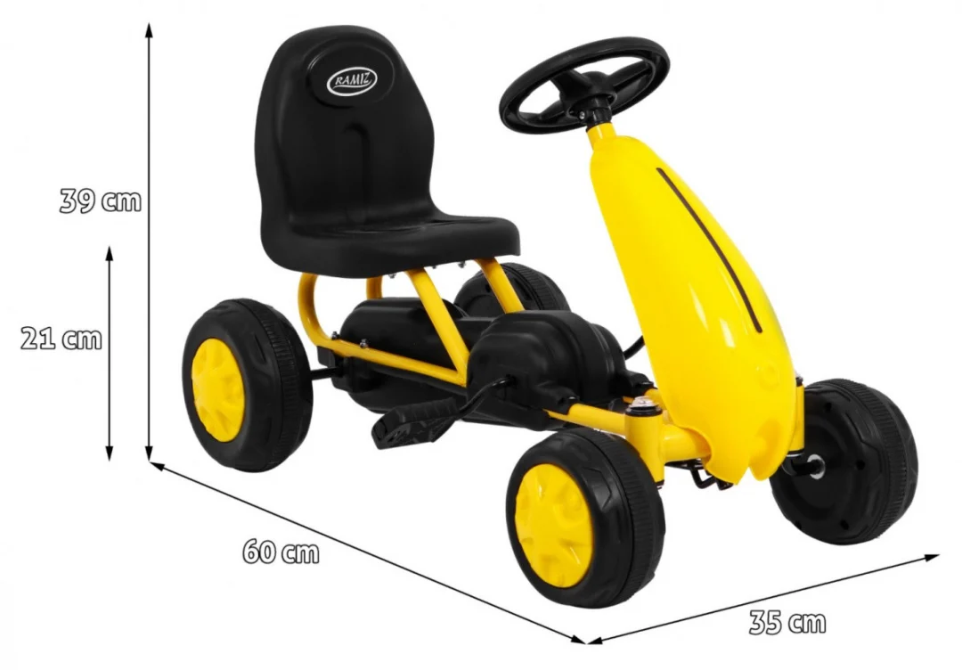 Prvi karting na pedale za najmlađe žuti + lančani pogon + gumeni kotači_2