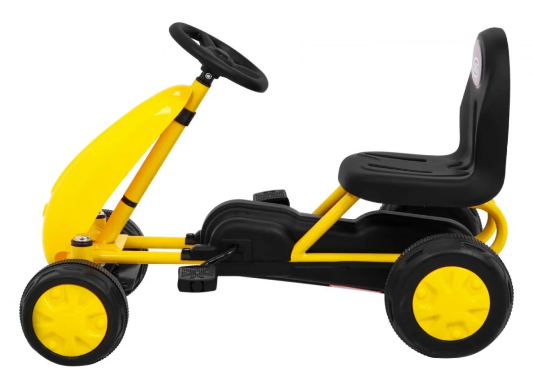 Prvi karting na pedale za najmlađe žuti + lančani pogon + gumeni kotači_3