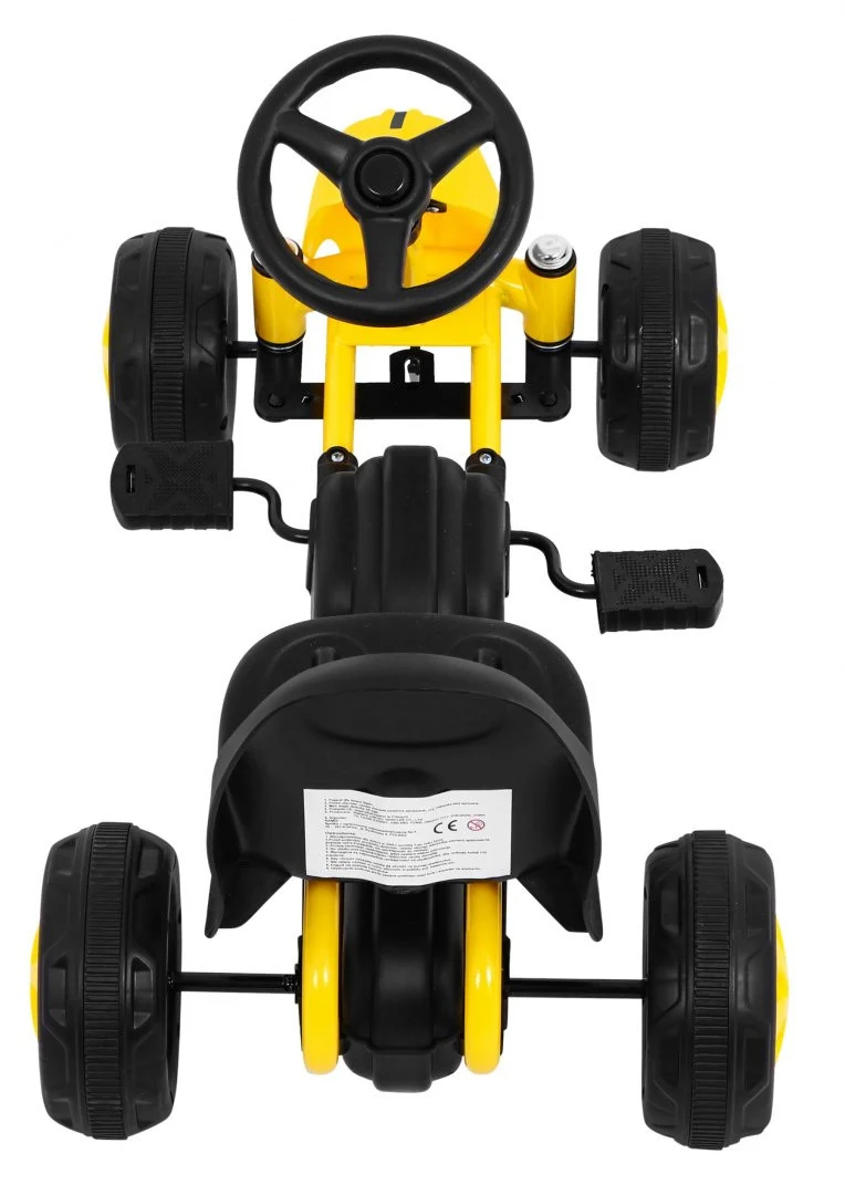 Prvi karting na pedale za najmlađe žuti + lančani pogon + gumeni kotači_5