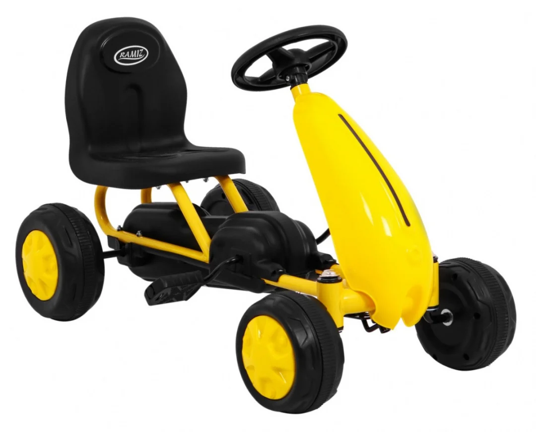Prvi karting na pedale za najmlađe žuti + lančani pogon + gumeni kotači_7