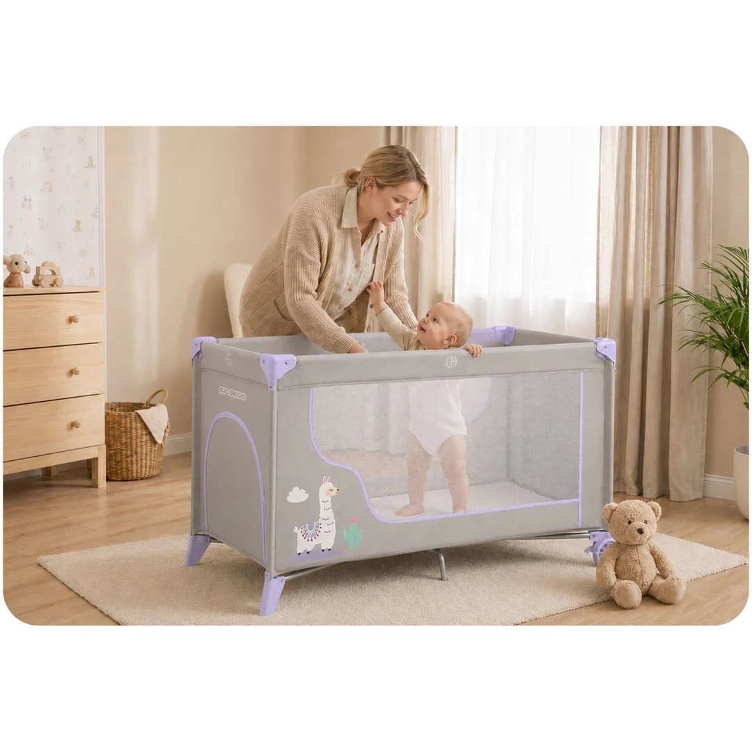 Putni krevetić + madrac + torba 123,5 x 64 x 76 cm RK-240 sivo-lavanda_4