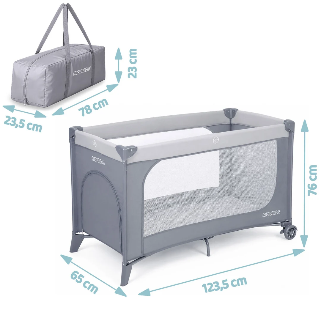 Putni krevetić + madrac + torba 123,5 x 64 x 76 cm RK-240 svijetlosiva_11