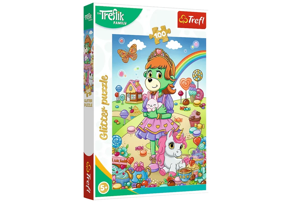 Puzzle sa šljokicama Treflik Family 100 kom. Glitter Trefliki Trefl 14833_2