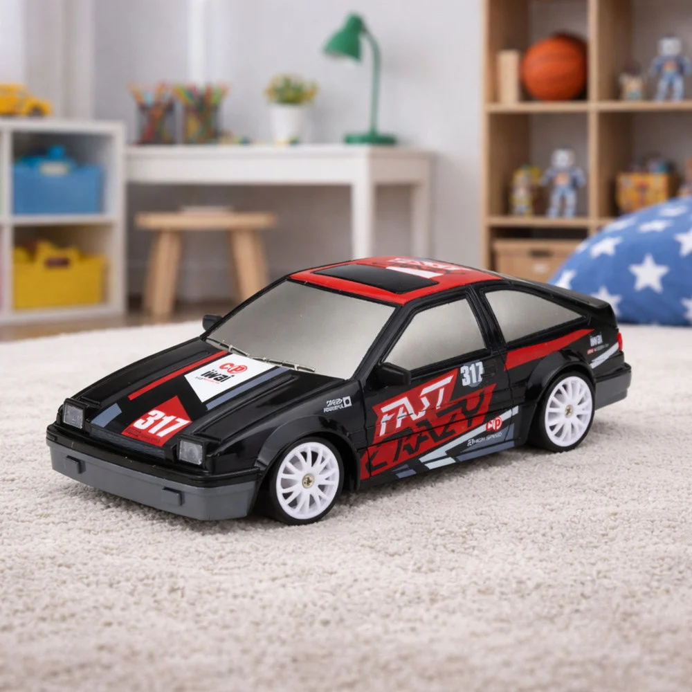 RC Coupe Drift Car na daljinsko upravljanje s izmjenjivim kotačima Crni 1:24_3
