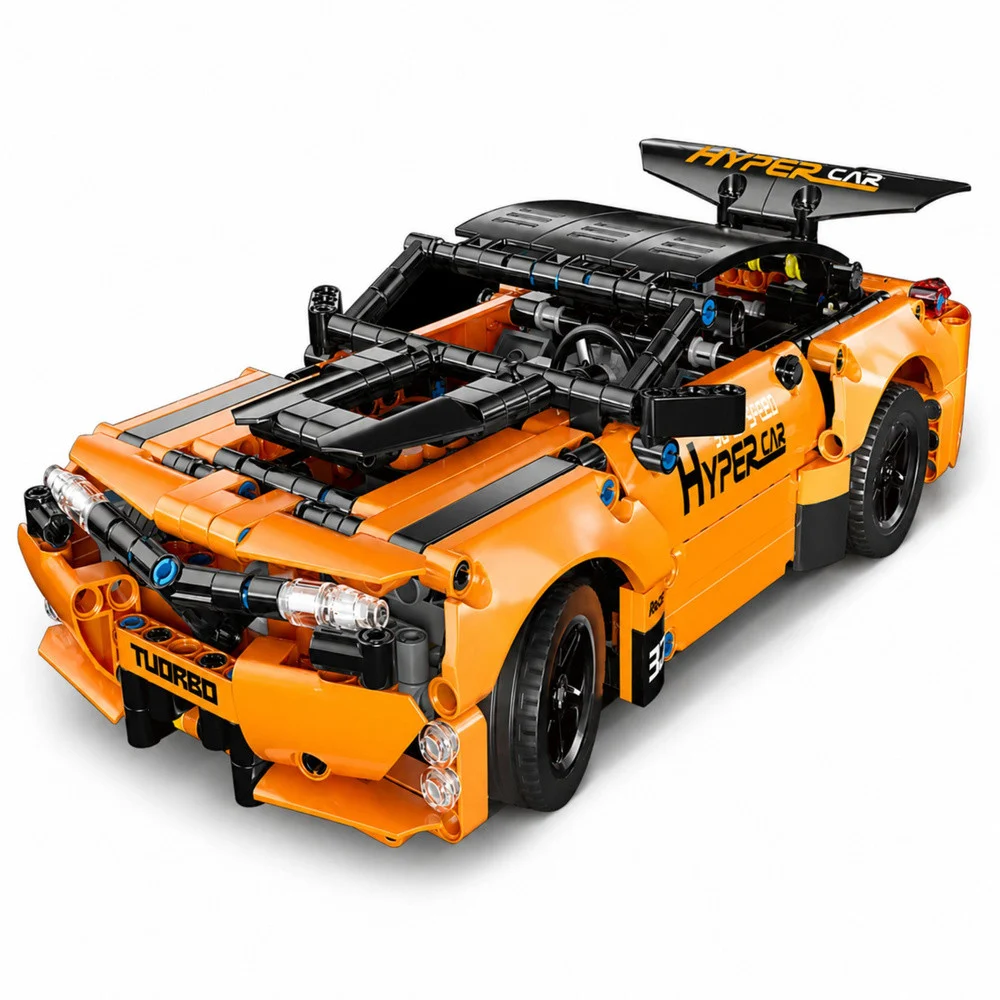 RC građevinske kocke sportski automobil, narančasti, 545 kom_2