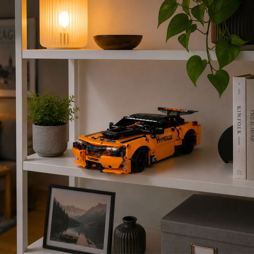 RC građevinske kocke sportski automobil, narančasti, 545 kom_5