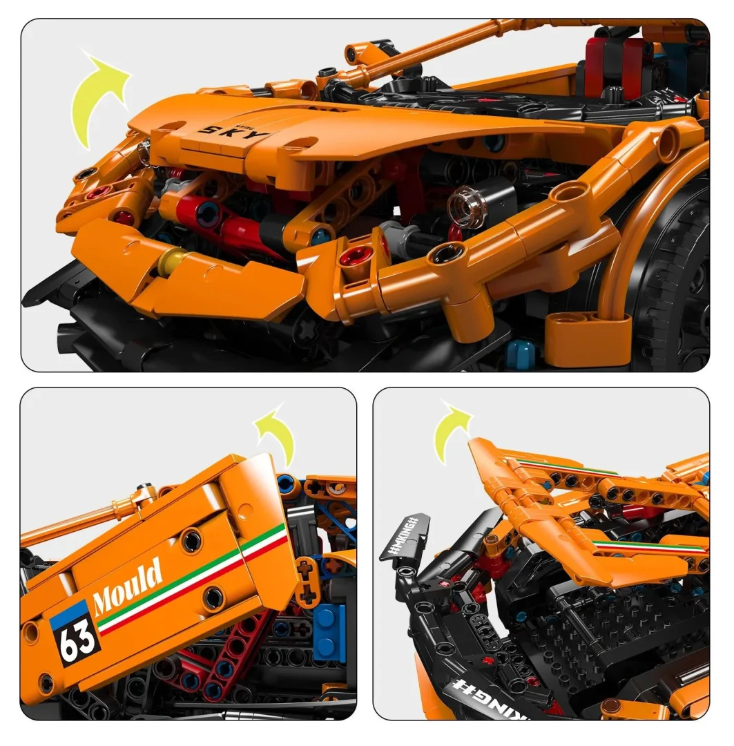 RC set kockica sportski automobil narančasti 1:12 1488 dijelova_6