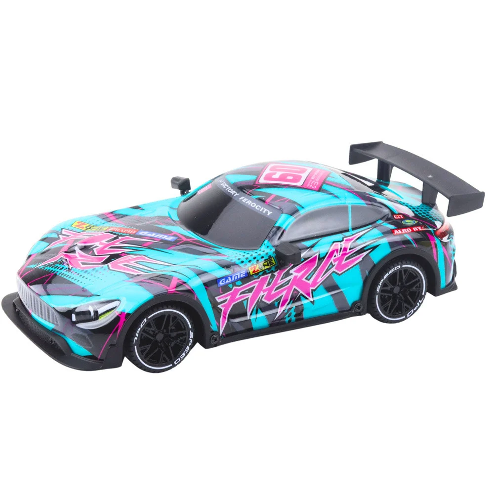 RC trkaći auto s osvijetljenim tijelom tirkizni 27 MHz_2