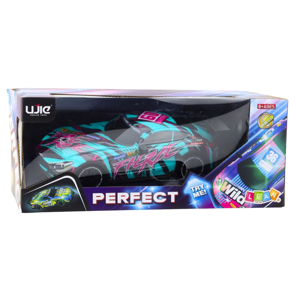 RC trkaći auto s osvijetljenim tijelom tirkizni 27 MHz_4
