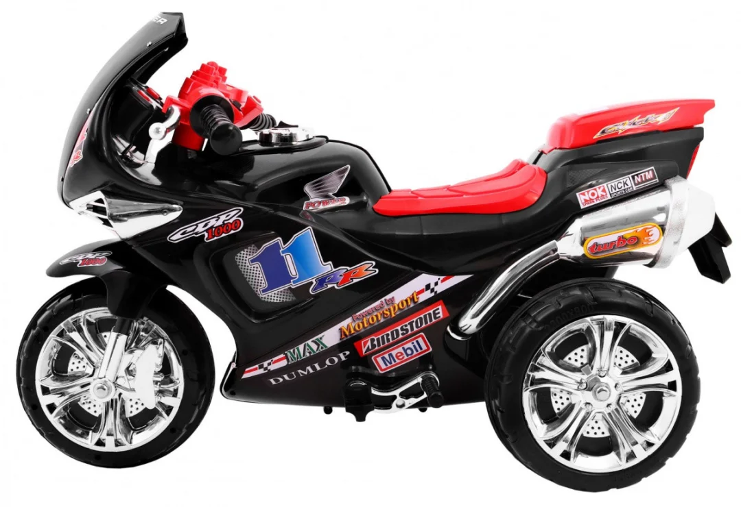 RR1000 Električni tricikl za djecu Crni + Zvuci + Svjetla + Prostor za pohranu, crna motor na akumulator_3