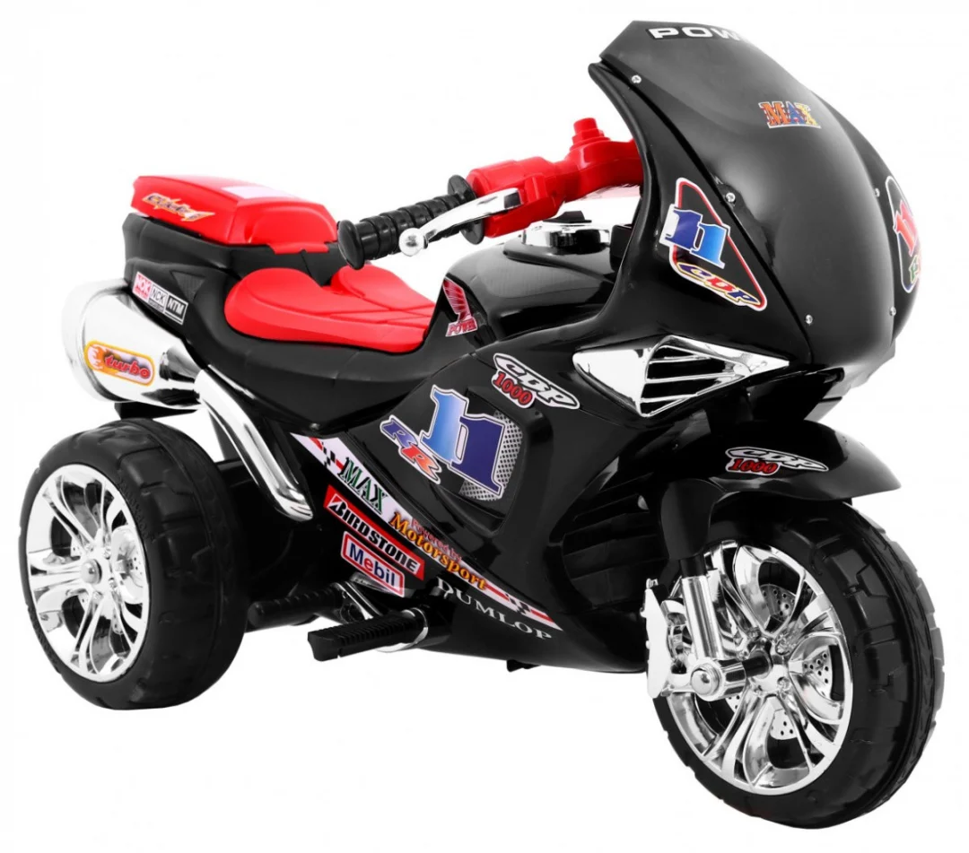 RR1000 Električni tricikl za djecu Crni + Zvuci + Svjetla + Prostor za pohranu, crna motor na akumulator_6