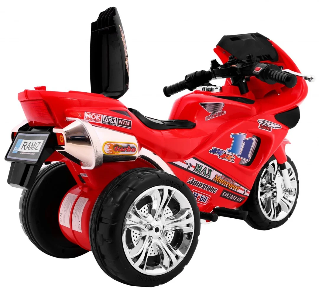 RR1000 Električni tricikl za djecu Crveni + Zvuci + Svjetla + Spremište, crvena motor na akumulator_10