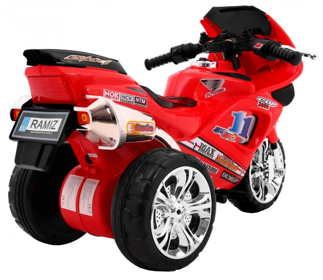 RR1000 Električni tricikl za djecu Crveni + Zvuci + Svjetla + Spremište, crvena motor na akumulator_11