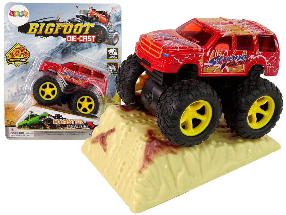 Resorak Monster Truck Pull Back Drive Gumene gume Metalna karoserija + Evoluirajuća rampa_22