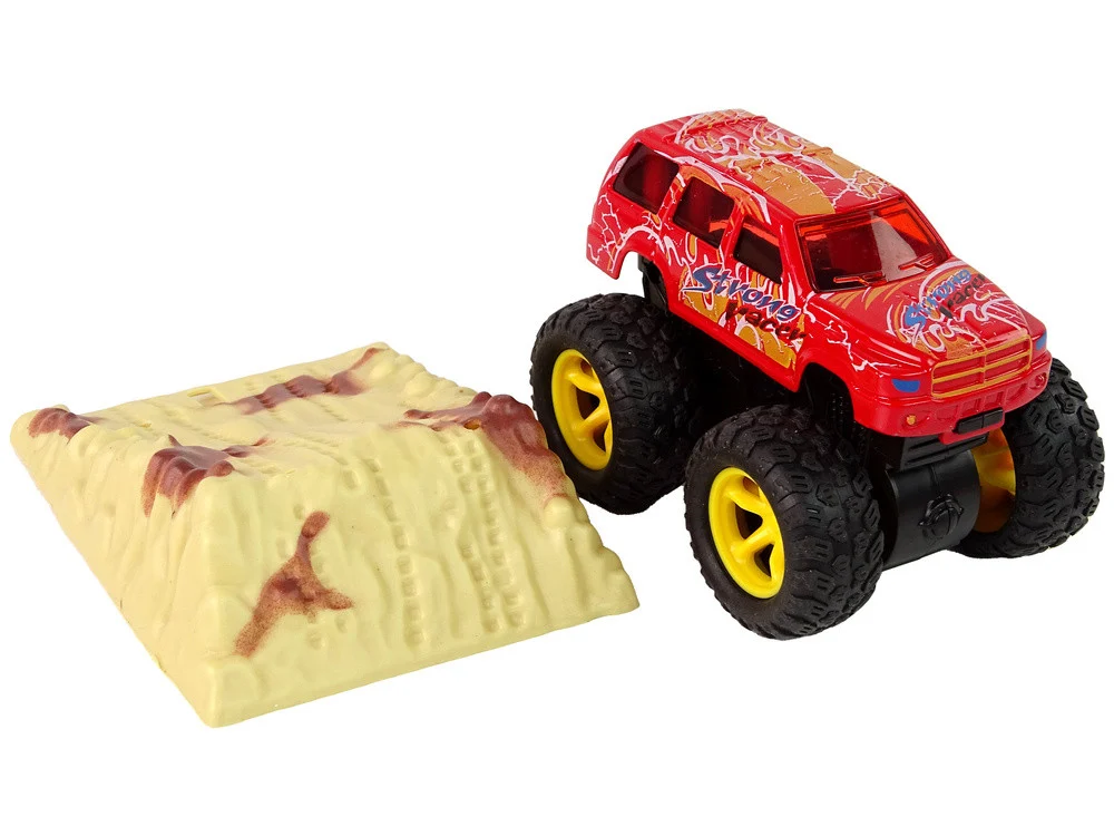 Resorak Monster Truck Pull Back Drive Gumene gume Metalna karoserija + Evoluirajuća rampa_24