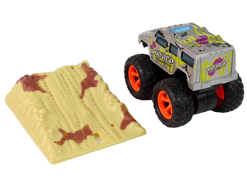 Resorak Monster Truck Pull Back Drive Gumene gume Metalna karoserija + Evoluirajuća rampa_27