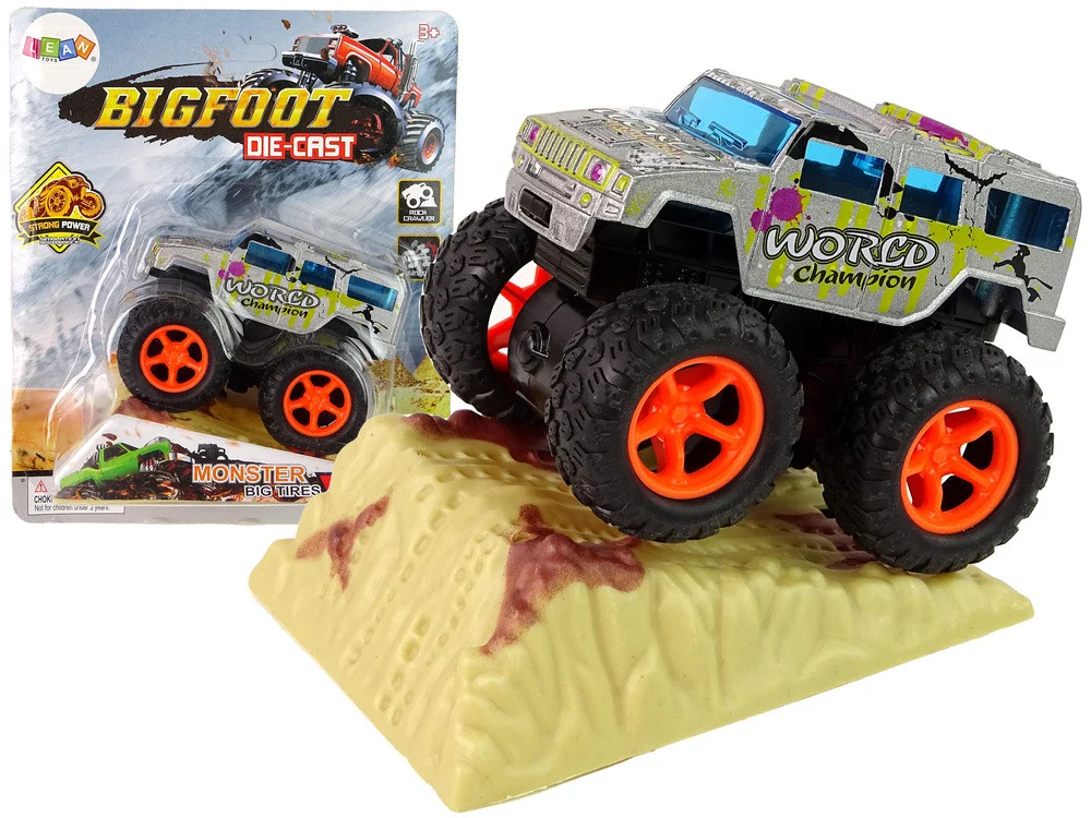 Resorak Monster Truck Pull Back Drive Gumene gume Metalna karoserija + Evoluirajuća rampa_29