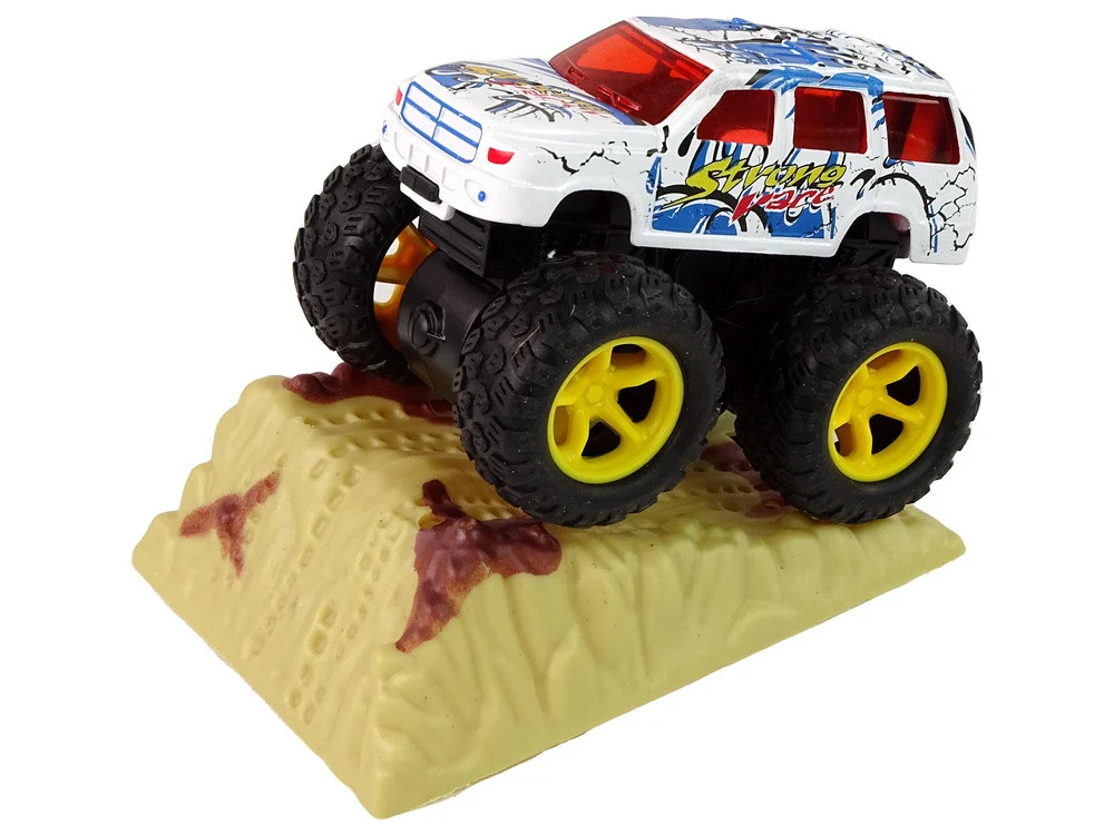 Resorak Monster Truck Pull Back Drive Gumene gume Metalna karoserija + Evoluirajuća rampa_31