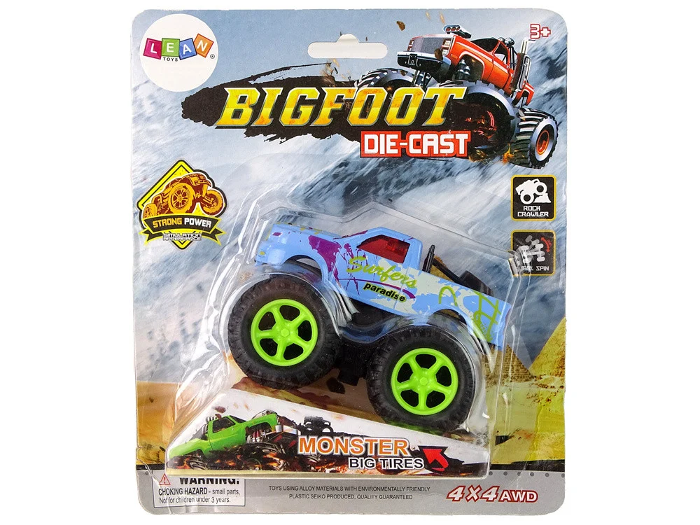 Resorak Monster Truck Pull Back Drive Gumene gume Metalna karoserija + Evoluirajuća rampa_9