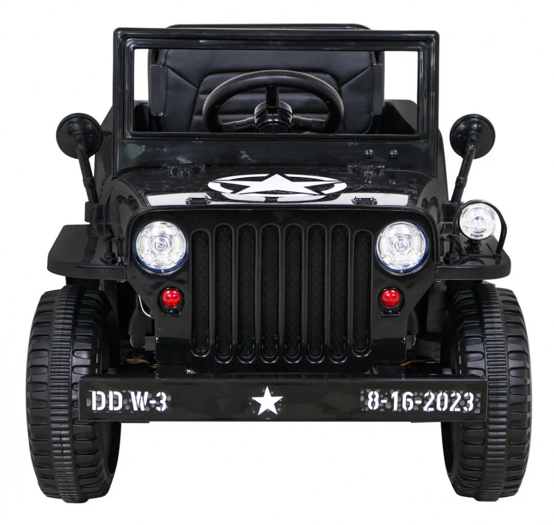 Retro vojni auto na akumulator crni 4x4_3