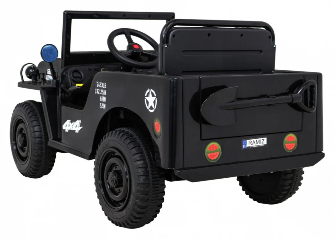 Retro vojni auto na akumulator crni 4x4_5