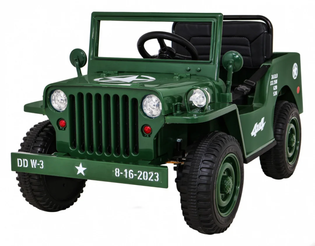 Retro vojni auto na akumulator zeleni 4x4_1