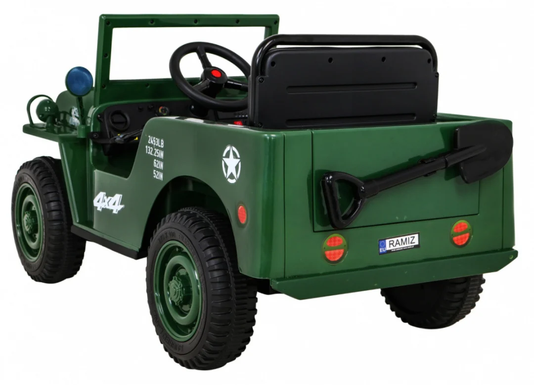 Retro vojni auto na akumulator zeleni 4x4_5