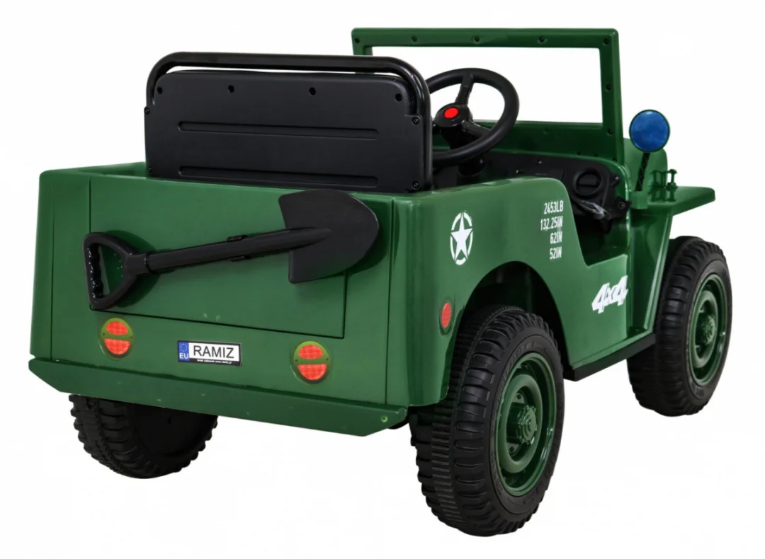 Retro vojni auto na akumulator zeleni 4x4_8