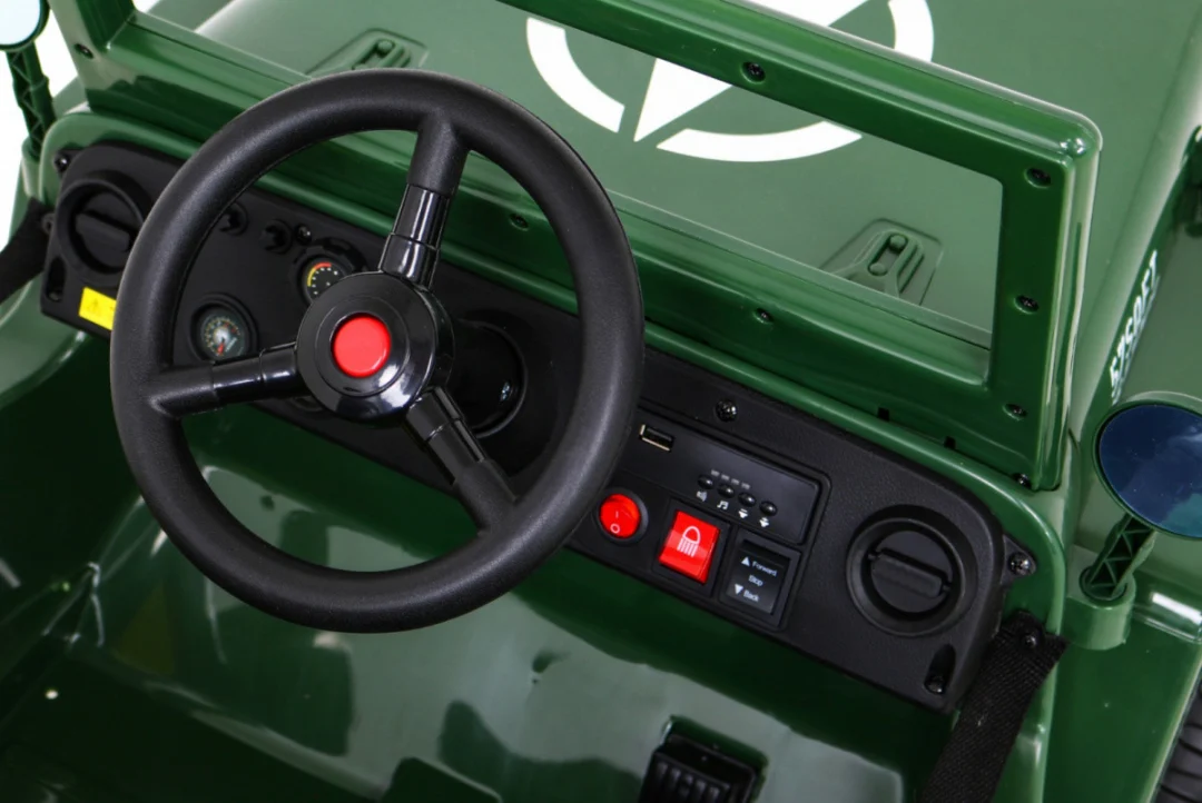 Retro vojni auto na akumulator zeleni 4x4_9