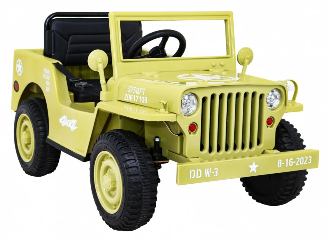 Retro vojni automobil za djecu bež + 4x4 pogon, crna_10