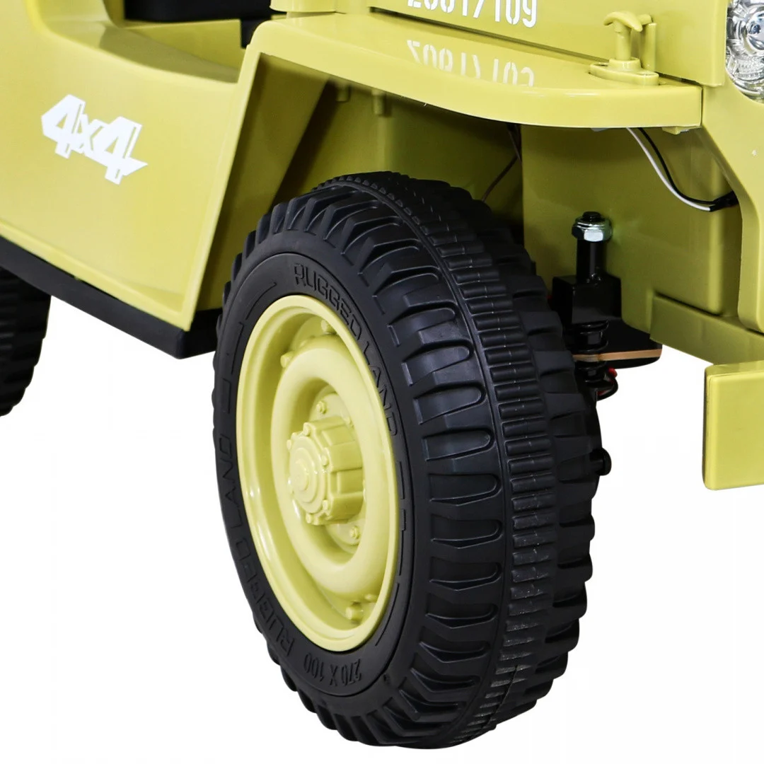 Retro vojni automobil za djecu bež + 4x4 pogon, crna_13