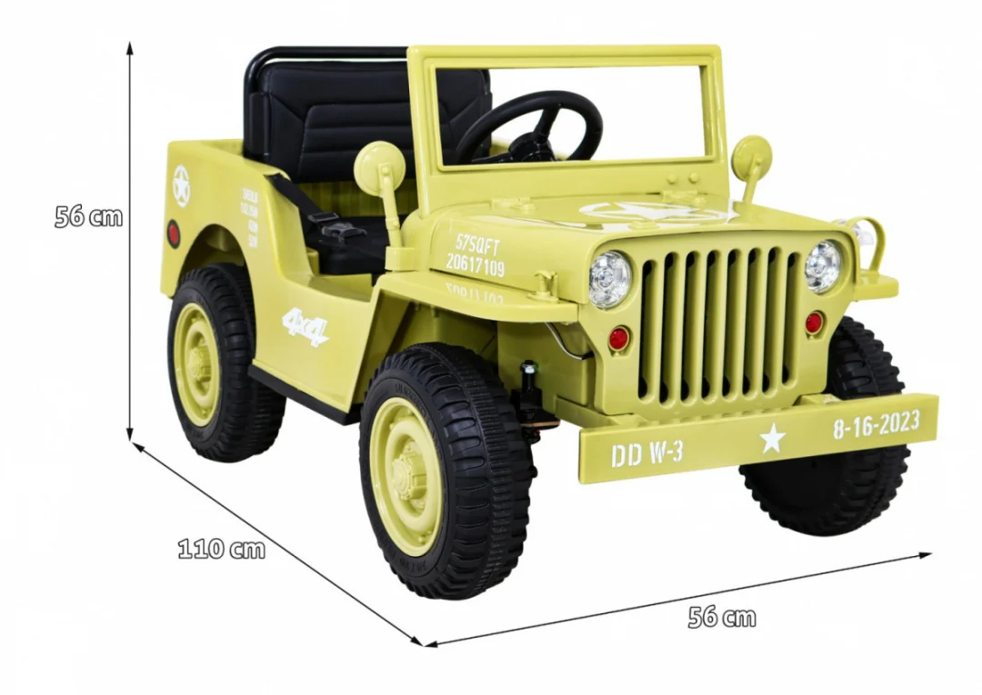 Retro vojni automobil za djecu bež + 4x4 pogon, crna_2