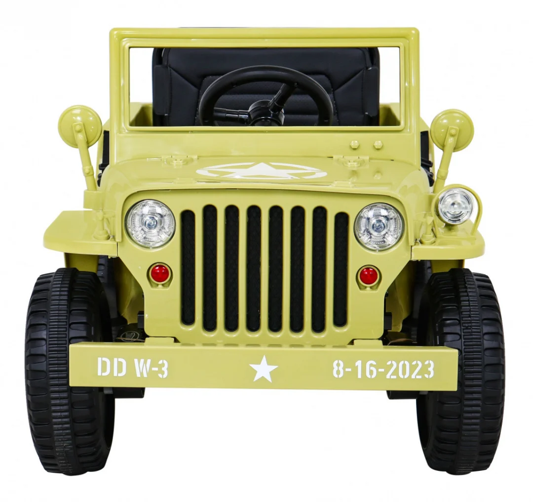 Retro vojni automobil za djecu bež + 4x4 pogon, crna_3