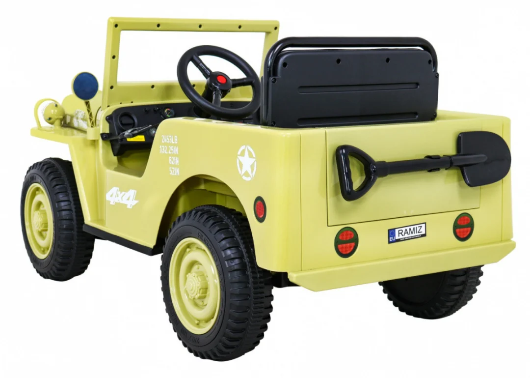 Retro vojni automobil za djecu bež + 4x4 pogon, crna_5