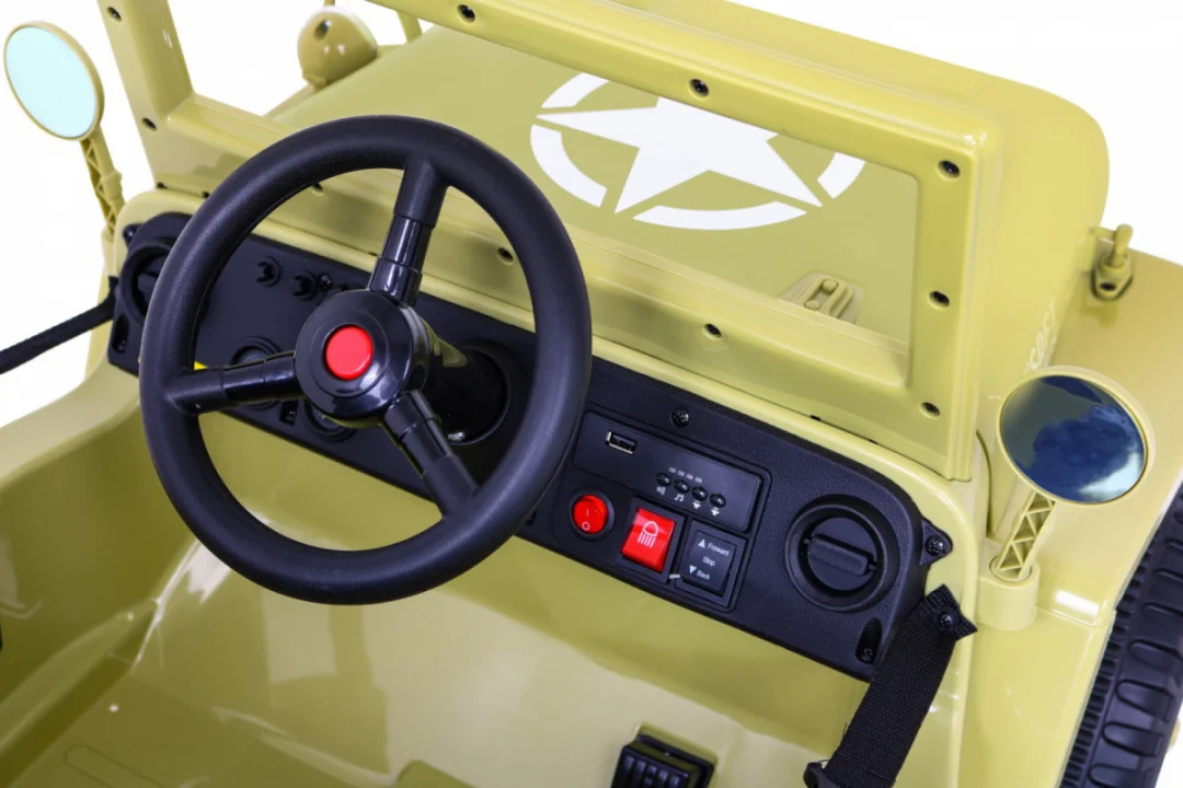 Retro vojni automobil za djecu bež + 4x4 pogon, crna_9