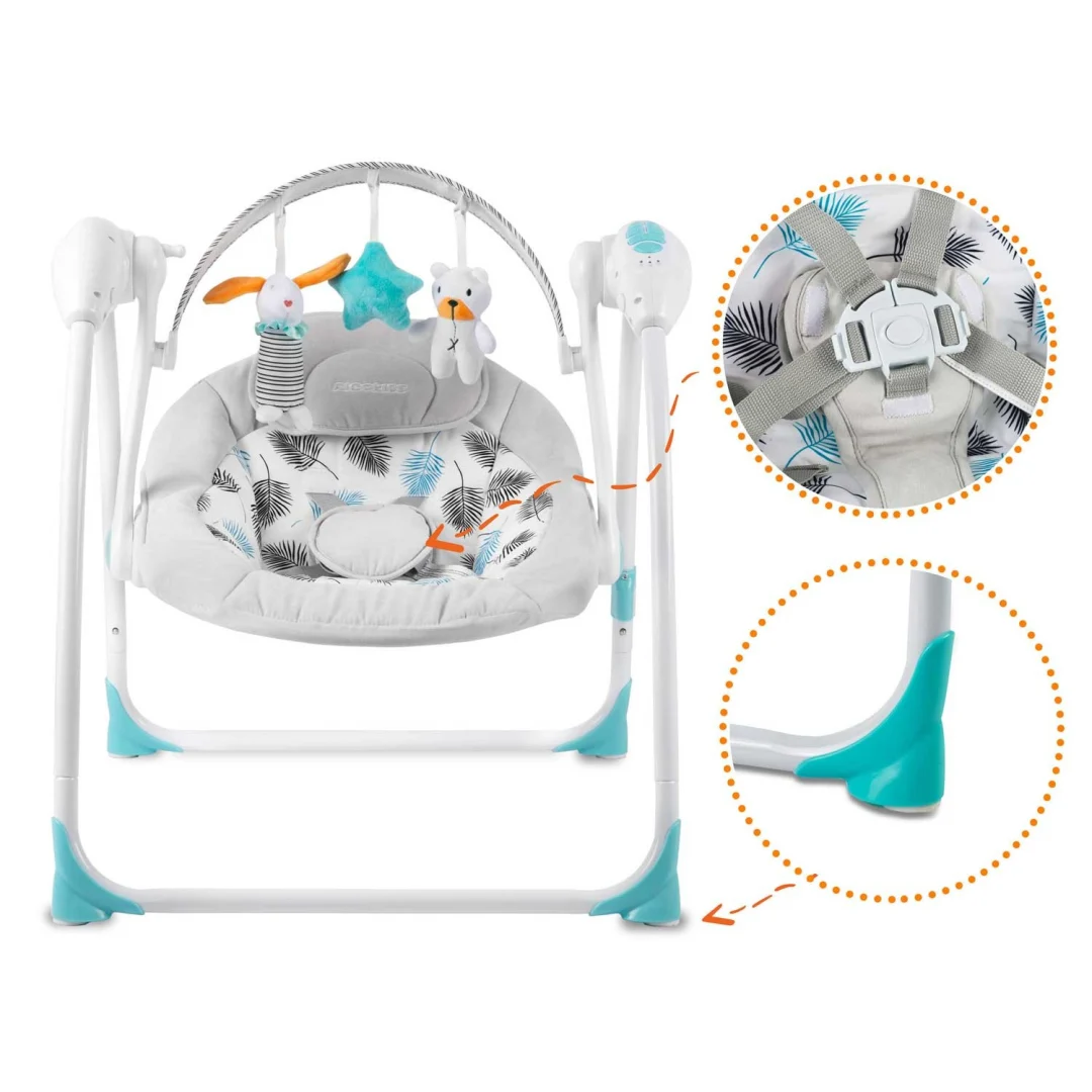 Ricokids 7326 automatska ljuljačka s glazbom, tirkizna_4