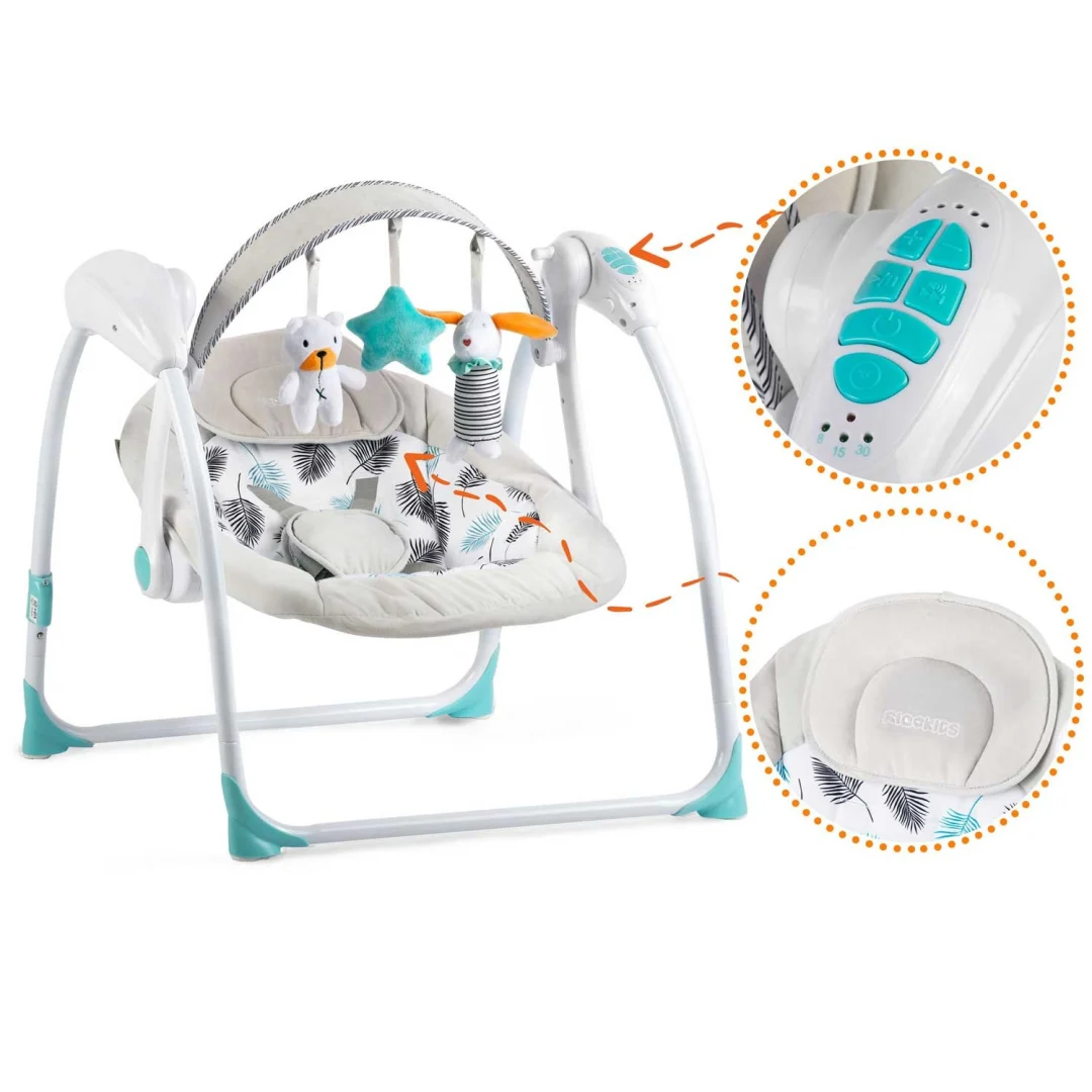 Ricokids 7326 automatska ljuljačka s glazbom, tirkizna_9
