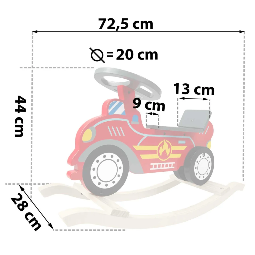 Ricokids 785001 Drveni ljuljački automobil Vatrogasna postrojba_5