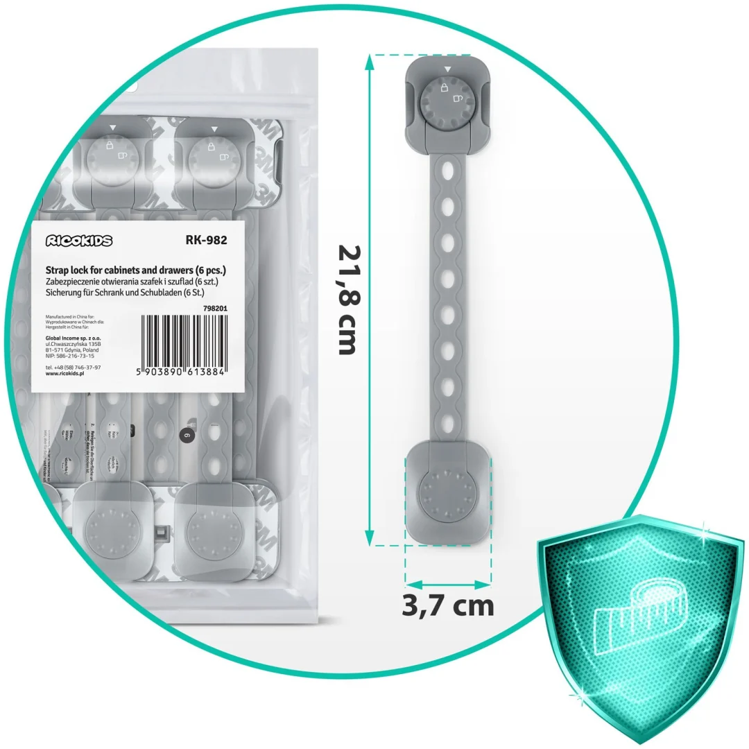 Ricokids 798201 zaštita za otvaranje ormarića 6 kom. sive_5
