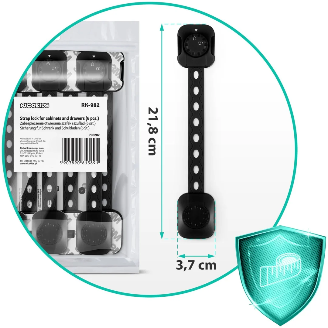 Ricokids 798202 zaštita za otvaranje ormarića 6 komada crna_7