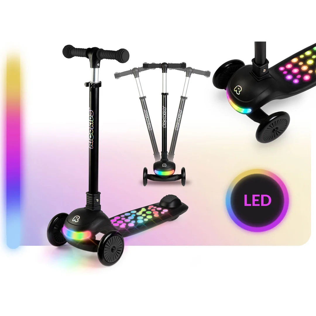 Ricokids Glowi trokotačni LED skuter za djecu - crni_2