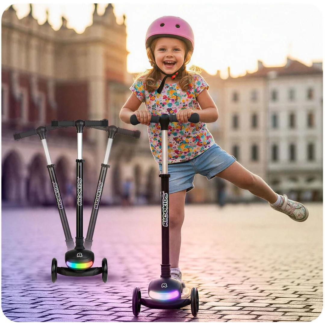Ricokids Glowi trokotačni LED skuter za djecu - crni_8
